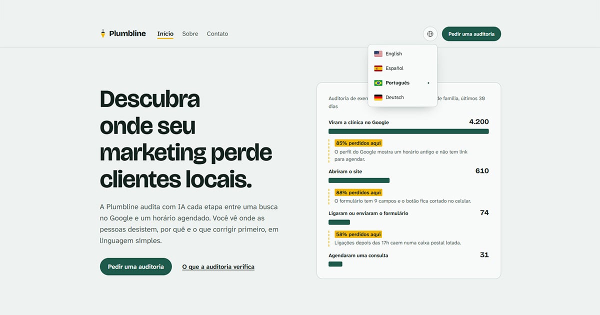 Home page of the multilingual Astro site on Cloudflare that Claude Code built from one prompt with the astro-i18n skill: hero section and language switcher
