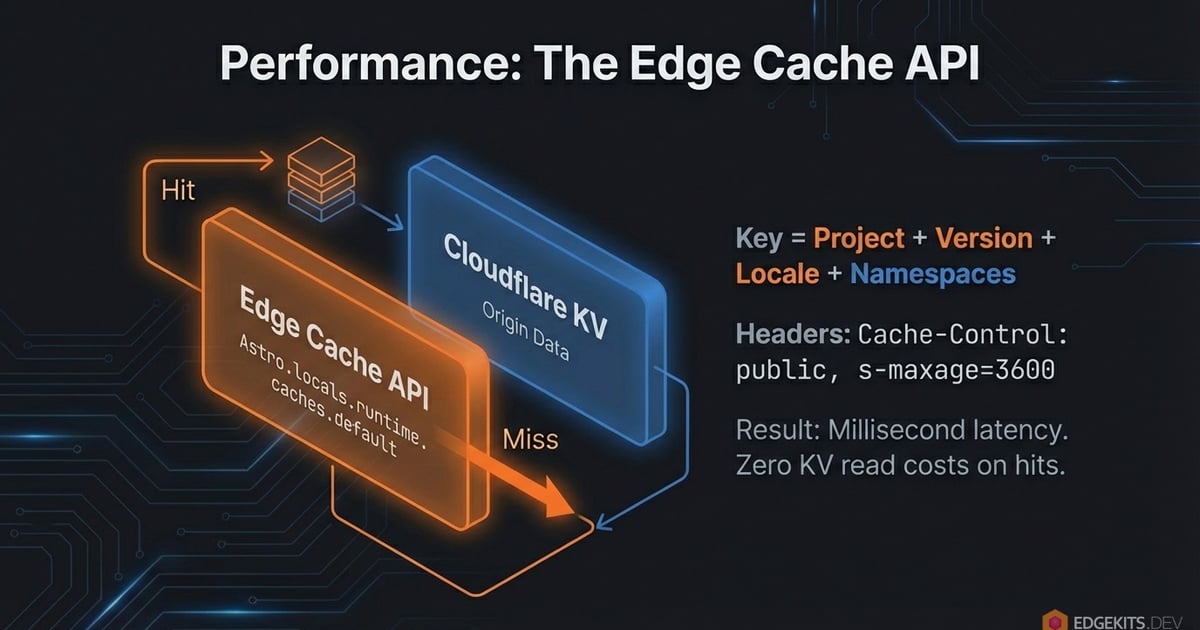 Flowchart demonstrating Edge Cache API intercepting requests before hitting Cloudflare KV